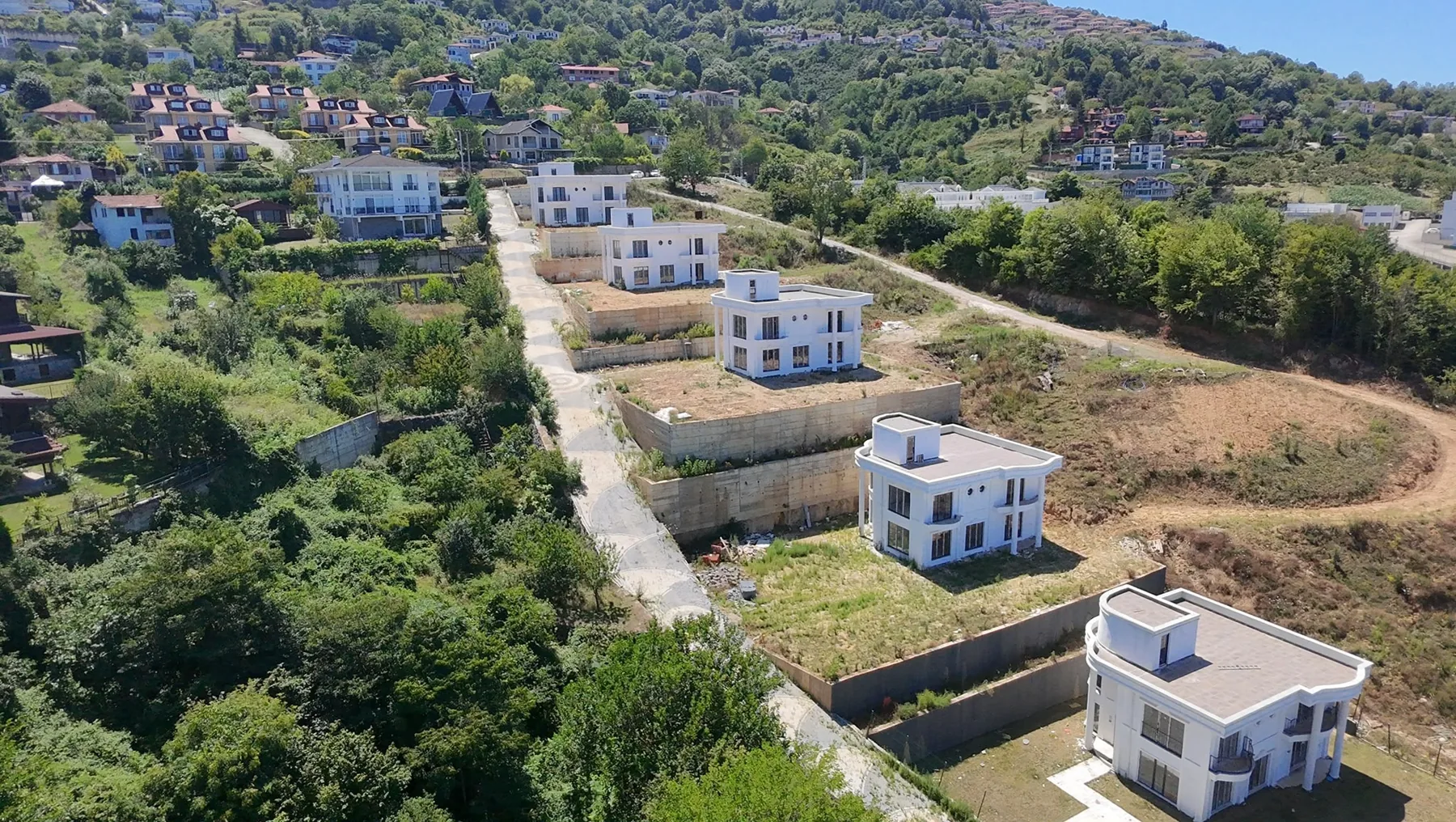 Actual aerial photograph of the villa development