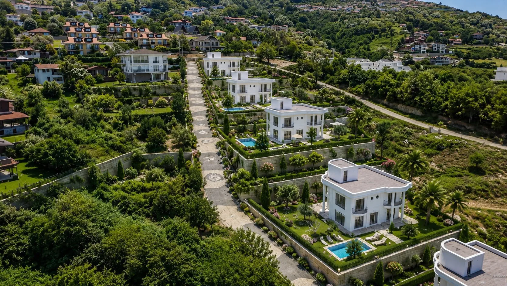 Aerial view of the six-villa Sapanca development